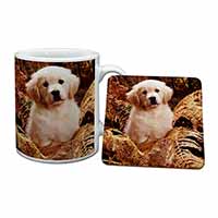 Golden Retriever Puppy Mug and Coaster Set