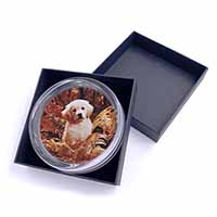 Golden Retriever Puppy Glass Paperweight in Gift Box