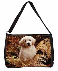 Golden Retriever Puppy Large Black Laptop Shoulder Bag School/College