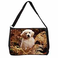 Golden Retriever Puppy Large Black Laptop Shoulder Bag School/College