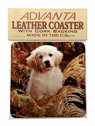 Golden Retriever Puppy Single Leather Photo Coaster