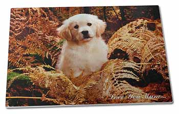 Large Glass Cutting Chopping Board Golden Retriever Pup 