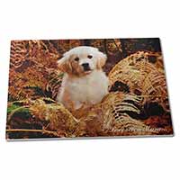 Large Glass Cutting Chopping Board Golden Retriever Pup 