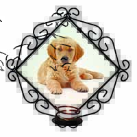 Golden Retriever Puppy Dog Wrought Iron Wall Art Candle Holder