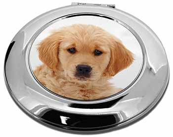 Golden Retriever Puppy Dog Make-Up Round Compact Mirror