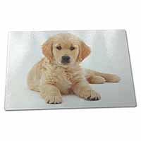 Large Glass Cutting Chopping Board Golden Retriever Puppy Dog