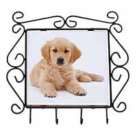 Golden Retriever Puppy Dog Wrought Iron Key Holder Hooks