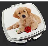 Golden Retriever Dog with Rose Make-Up Compact Mirror