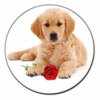 Golden Retriever Dog with Rose Fridge Magnet Printed Full Colour