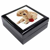 Golden Retriever Dog with Rose Keepsake/Jewellery Box