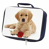 Golden Retriever Dog with Rose Navy Insulated School Lunch Box/Picnic Bag