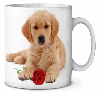 Golden Retriever Dog with Rose Ceramic 10oz Coffee Mug/Tea Cup