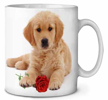 Golden Retriever Dog with Rose Ceramic Coffee Mug/Tea Cup