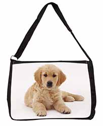 Golden Retriever Puppy Dog Large Black Laptop Shoulder Bag School/College
