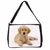 Golden Retriever Puppy Dog Large Black Laptop Shoulder Bag School/College