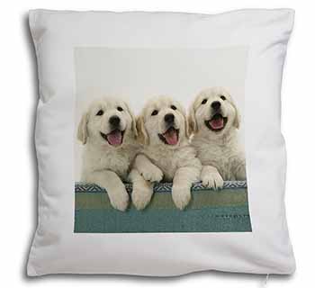Golden Retriever Puppies Soft White Velvet Feel Scatter Cushion