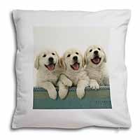 Golden Retriever Puppies Soft White Velvet Feel Scatter Cushion