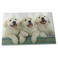 Large Glass Cutting Chopping Board Golden Retriever Puppies