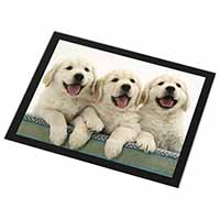 Golden Retriever Puppies Black Rim High Quality Glass Placemat