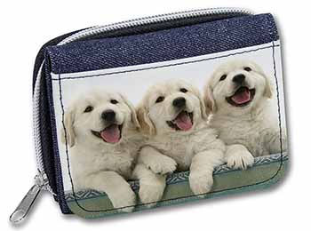 Golden Retriever Puppies Unisex Denim Purse Wallet