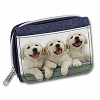 Golden Retriever Puppies Unisex Denim Purse Wallet