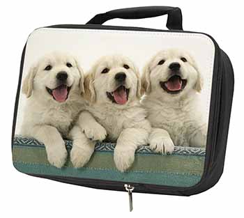 Golden Retriever Puppies Black Insulated School Lunch Box/Picnic Bag