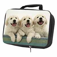 Golden Retriever Puppies Black Insulated School Lunch Box/Picnic Bag