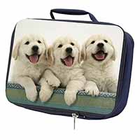 Golden Retriever Puppies Navy Insulated School Lunch Box/Picnic Bag