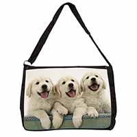 Golden Retriever Puppies Large Black Laptop Shoulder Bag School/College