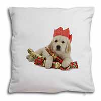 Christmas Golden Retriever Soft White Velvet Feel Scatter Cushion