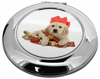 Christmas Golden Retriever Make-Up Round Compact Mirror