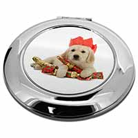 Christmas Golden Retriever Make-Up Round Compact Mirror