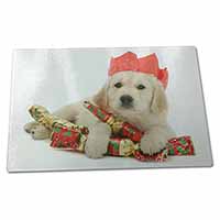 Large Glass Cutting Chopping Board Christmas Golden Retriever