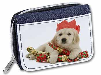 Christmas Golden Retriever Unisex Denim Purse Wallet