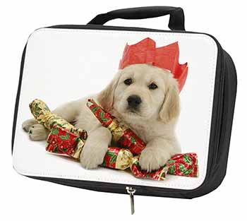 Christmas Golden Retriever Black Insulated School Lunch Box/Picnic Bag