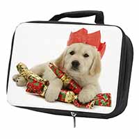 Christmas Golden Retriever Black Insulated School Lunch Box/Picnic Bag