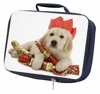 Christmas Golden Retriever Navy Insulated School Lunch Box/Picnic Bag