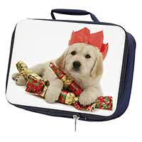 Christmas Golden Retriever Navy Insulated School Lunch Box/Picnic Bag