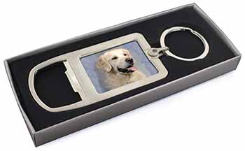 Golden Retriever Dog Chrome Metal Bottle Opener Keyring in Box