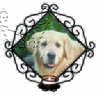 Golden Retriever Dog Wrought Iron Wall Art Candle Holder