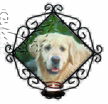 Golden Retriever Dog Wrought Iron Wall Art Candle Holder