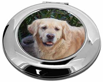 Golden Retriever Dog Make-Up Round Compact Mirror