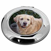 Golden Retriever Dog Make-Up Round Compact Mirror