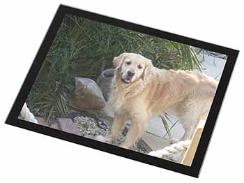 Golden Retriever Dog Black Rim High Quality Glass Placemat