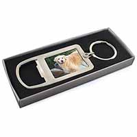 Golden Retriever Dog Chrome Metal Bottle Opener Keyring in Box