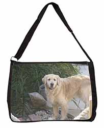 Golden Retriever Dog Large Black Laptop Shoulder Bag School/College