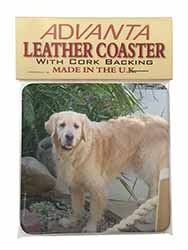 Golden Retriever Dog Single Leather Photo Coaster