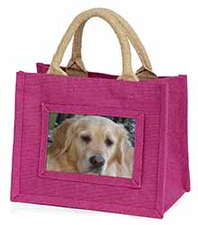 Golden Retriever Dog Little Girls Small Pink Jute Shopping Bag