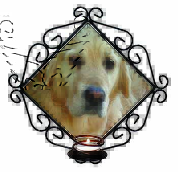 Golden Retriever Dog Wrought Iron Wall Art Candle Holder