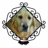 Golden Retriever Dog Wrought Iron Wall Art Candle Holder